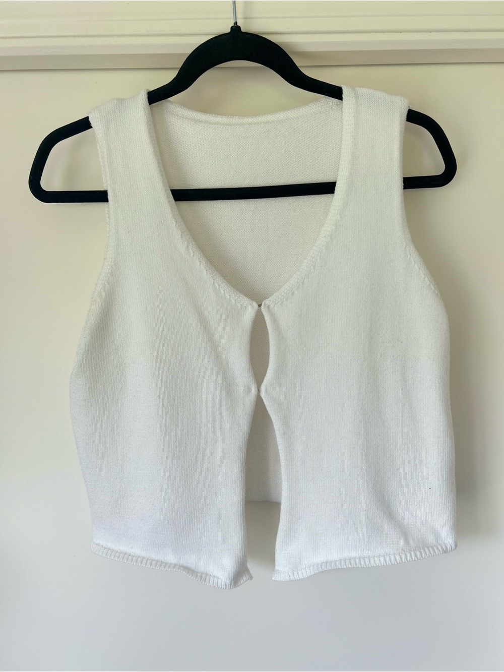 White V-Neck Knit Tank Top - Women
